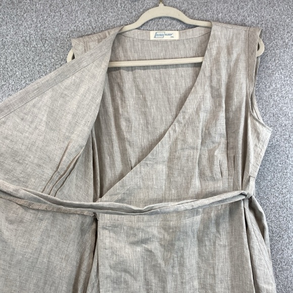 Sound Sleep linen maxi wrap dress XXL taupe preppy minimalist luxury resort - Picture 6 of 11
